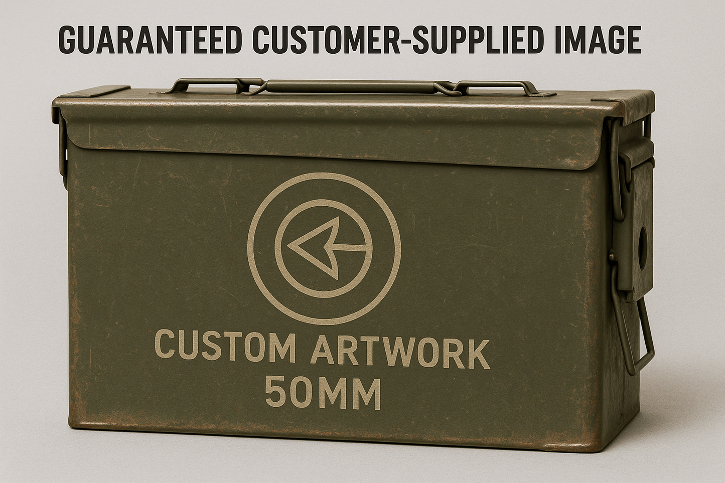 change the image to be simpler, not as many high-detailed lines. also add a header title of 'Guaranteed Customer-Supplied Image'